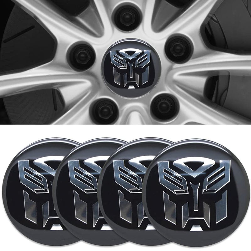 Thcbme 4pcs Wheel Center Caps Sticker for Transformers, Black Aluminium Wheel Center Hub Covers Sticker, 65mm/2.56'' Black - Image 1